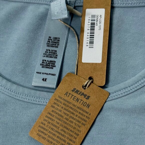 SKIMS New Vintage Long Sleeve Cropped T-Shirt Denim 4X - Picture 8 of 10